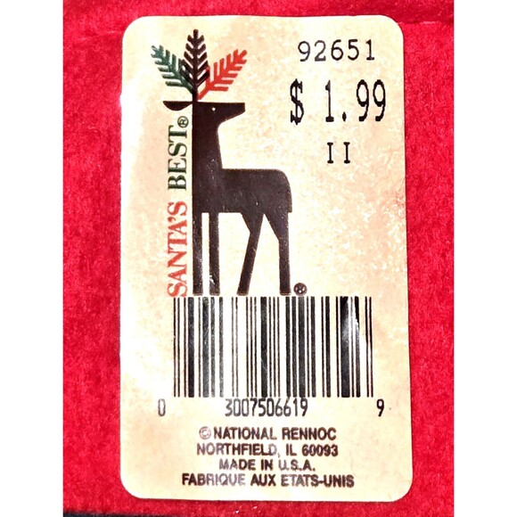 VTG 90s Santas Best Rennoc Stocking Felt Christmas Santa Claus Rudolph NWT NOS - Picture 3 of 6